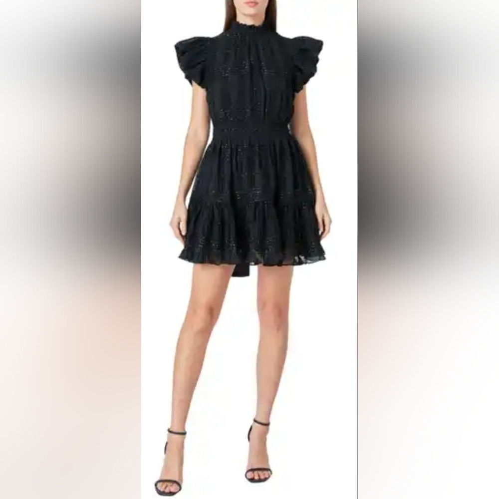 Endless Rose NWT Women’s Handley Dress Black ruffle sparkly dress size large